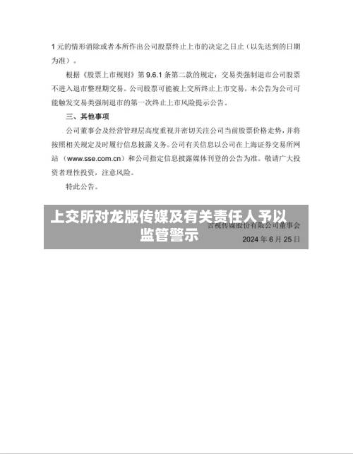 上交所对龙版传媒及有关责任人予以监管警示-第3张图片
