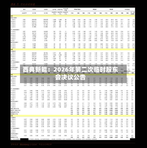 西典新能：2026年第二次临时股东会决议公告