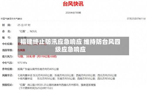 福建终止防汛应急响应 维持防台风四级应急响应