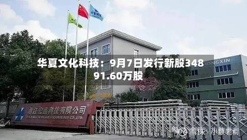 华夏文化科技:9月7日发行新股34891.60万股-第1张图片