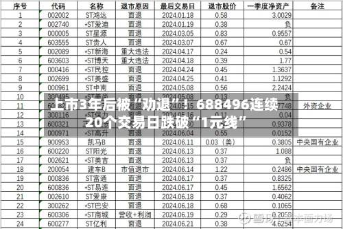 上市3年后被“劝退”！688496连续20个交易日跌破“1元线”-第3张图片