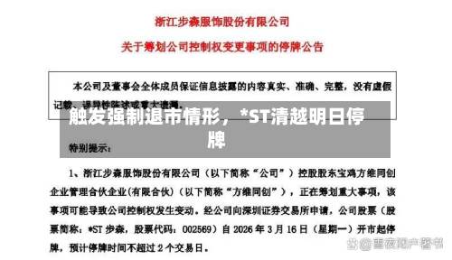 触发强制退市情形，*ST清越明日停牌-第2张图片