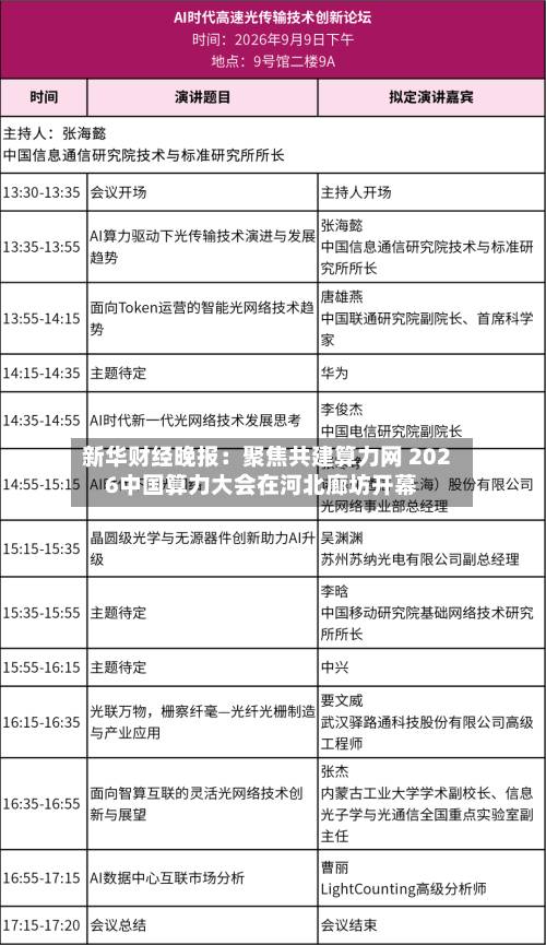 新华财经晚报:聚焦共建算力网 2026中国算力大会在河北廊坊开幕-第3张图片